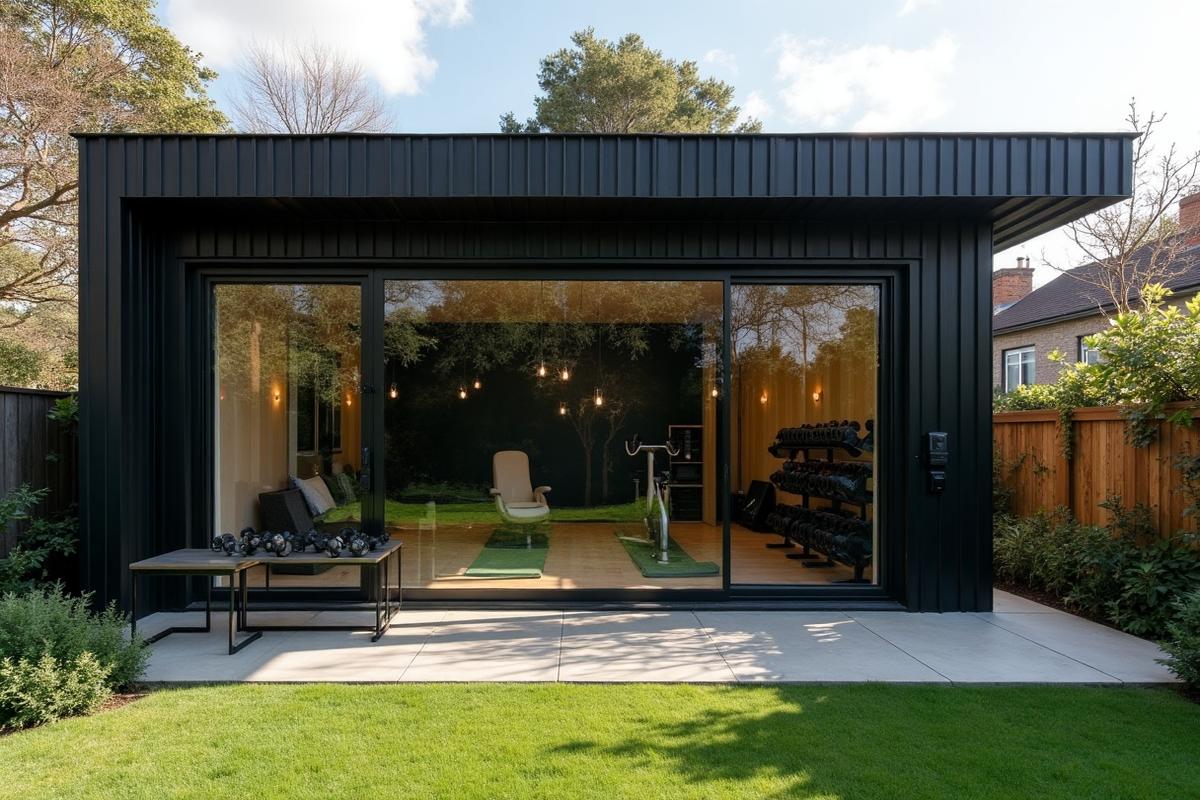 Black corrigated garden room gym